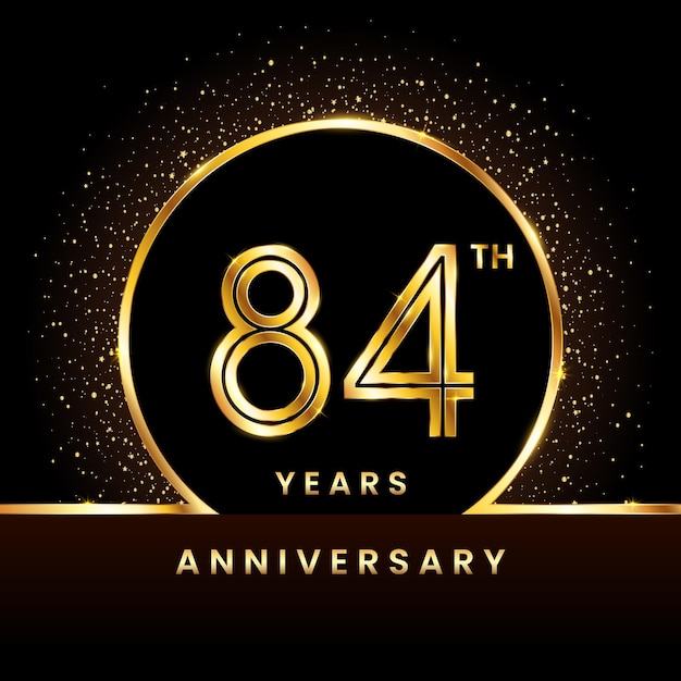 84th anniversary Logo Anniversary logo design with double line concept vector illustration