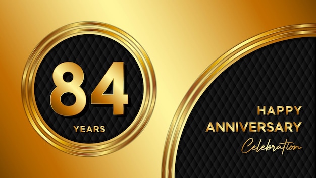 84th anniversary template design with golden texture and number for anniversary celebration event