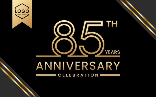 85 year anniversary celebration Anniversary template design with Golden Line Art Vector template