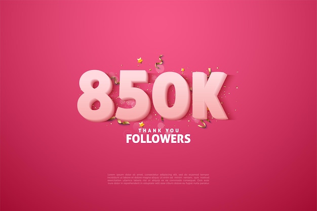 850k followers background with delicate and soft pink numbers