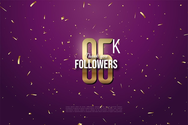 85k followers on purple background and gold foil.