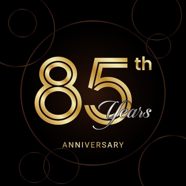 85th Anniversary Celebration with golden text Golden anniversary vector template