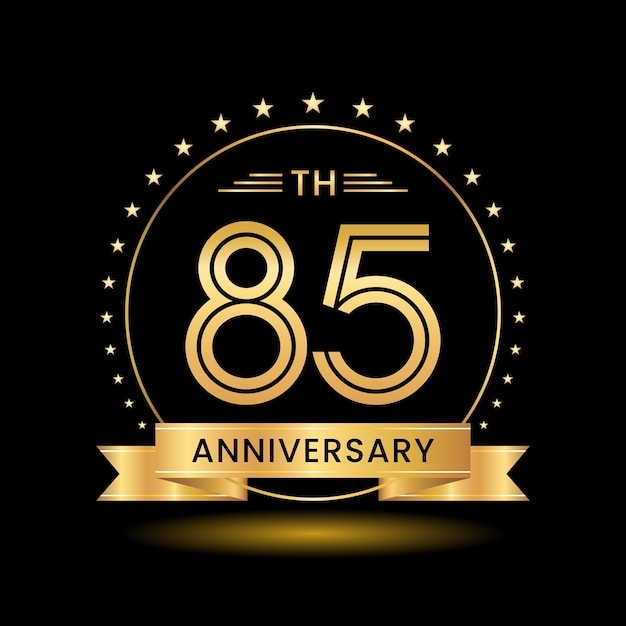 85th Anniversary logo design Golden number concept design Line Art style Logo Vector Template