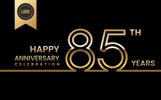 85th anniversary template Golden anniversary template with double line concept Vector Template