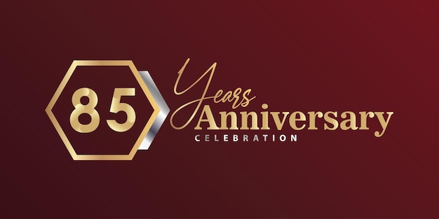 85th Year Anniversary Celebration Golden and Silver Color with Hexagon Shape for Celebration Event.