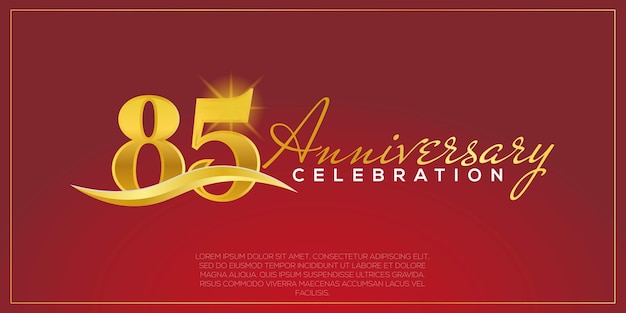 85th years anniversary, vector design for anniversary celebration with gold and red colour.