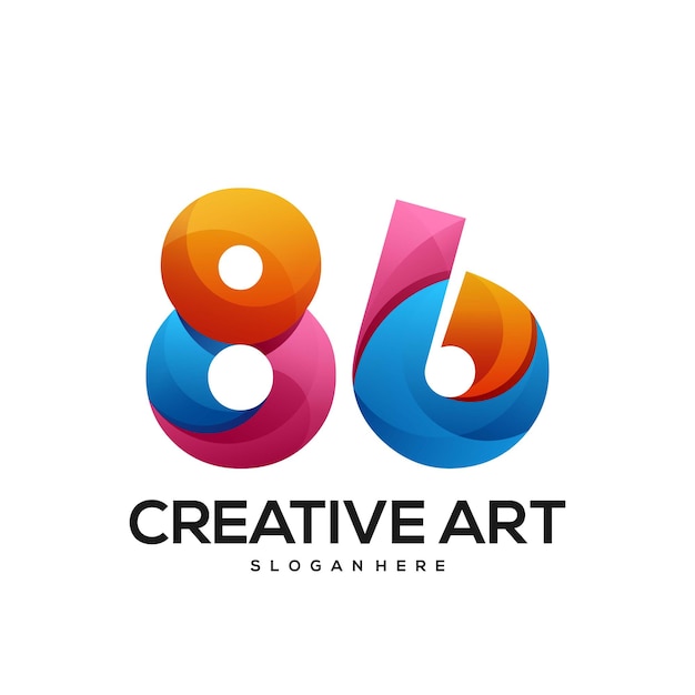 Vector 86 number logo gradient colorful