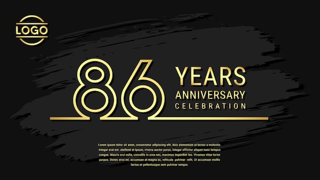 86 years anniversary celebration anniversary celebration template design with gold color isolated on black brush background vector template illustration