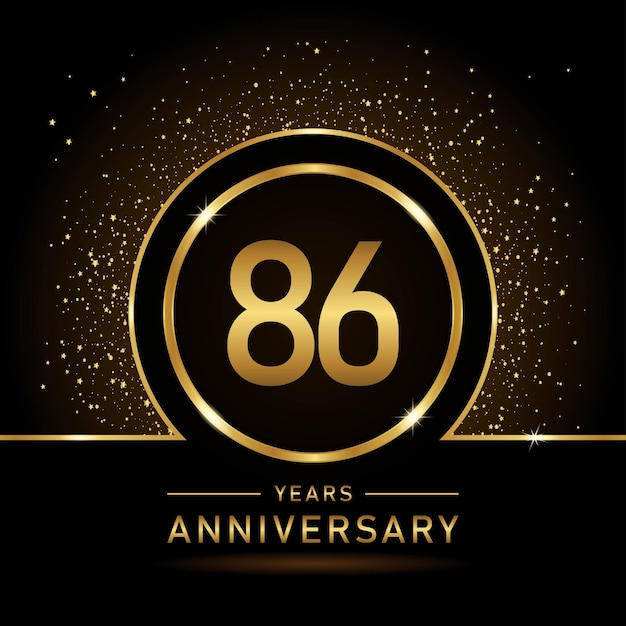 86th Anniversary Gold color template design for birthday event Vector Template