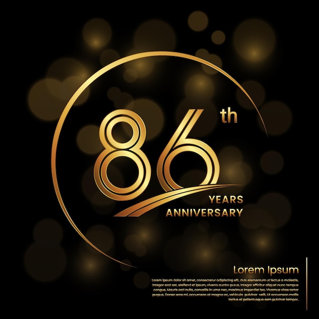 86th Anniversary logo design with double line numbers Golden anniversary template Vector Logo Template