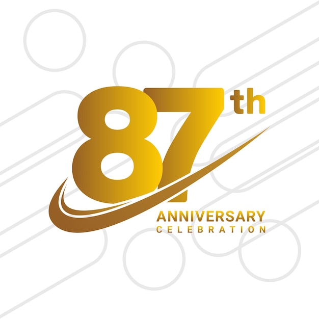 87th anniversary celebration golden anniversary celebration logo type isolated on white background vector illustration