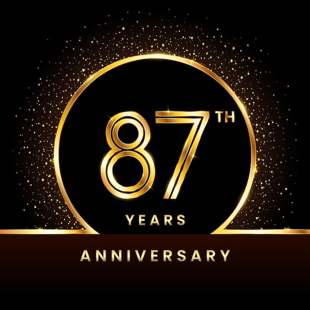 87th anniversary Logo Anniversary logo design with double line concept vector illustration