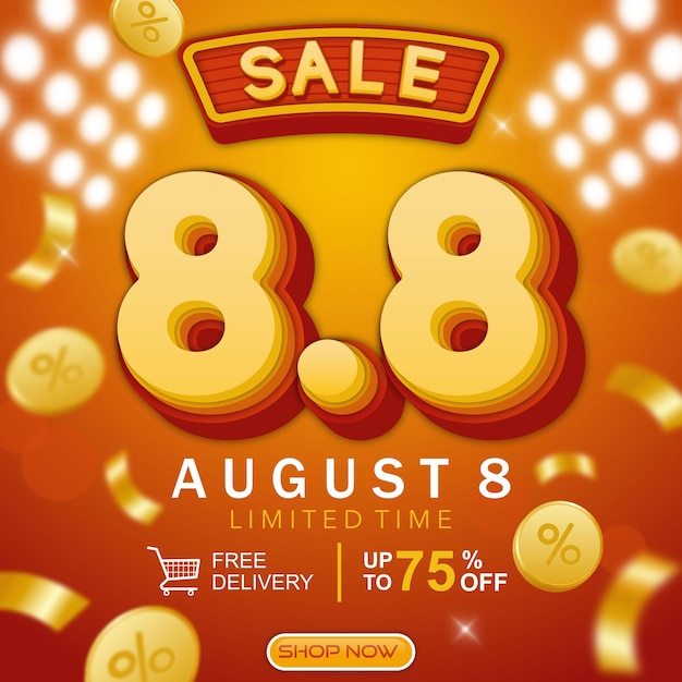 88 online sale banner template on yellow color