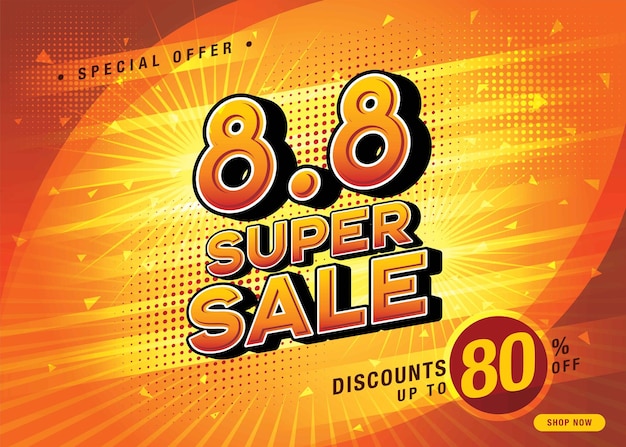 88 Shopping Day Super Sale Banner Template design special offer discount. Sale promotion poster.