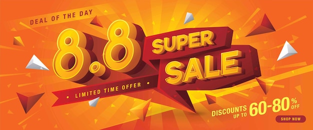 88 Shopping Day Super Sale Banner Template design, Web Header template design. Sale promotion poster