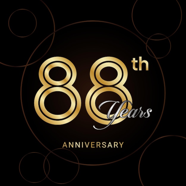 88th Anniversary Celebration with golden text Golden anniversary vector template