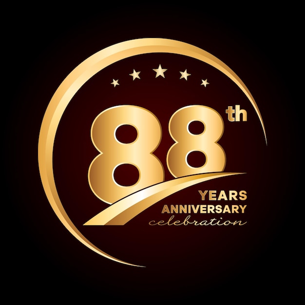 88th anniversary template design with gold color number and ring