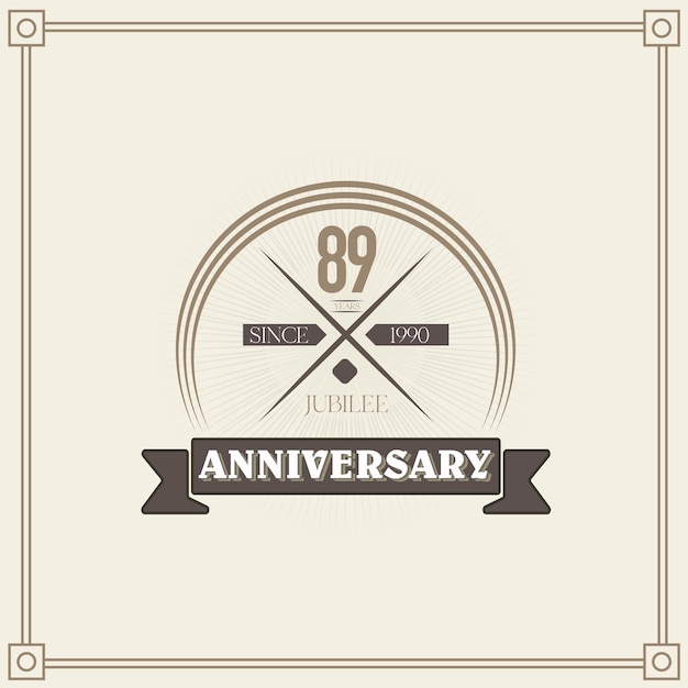 89 years anniversary celebration design template. 80th vintage logo vector illustrations.