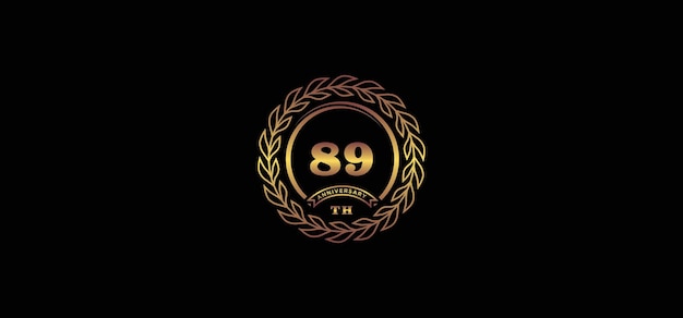 89st anniversary logo with ring and frame gold color and black background