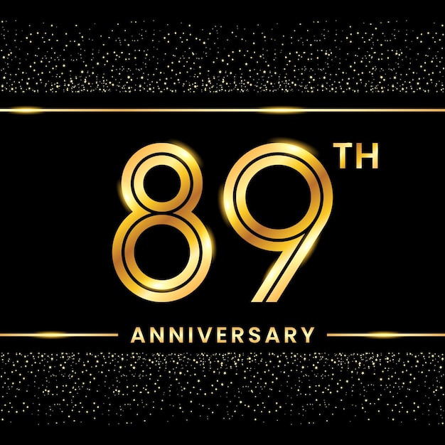 89th Anniversary Gold color template design for birthday event Line Art Design Vector Template