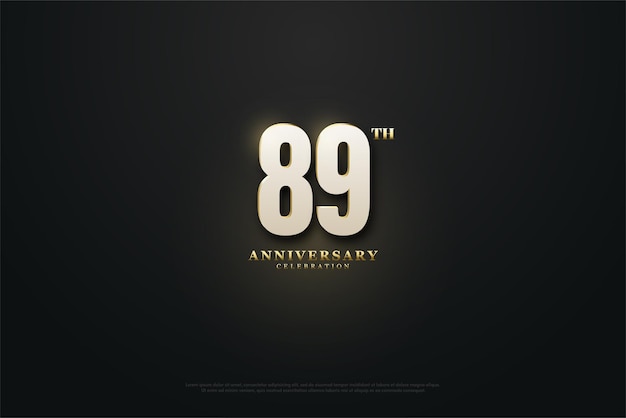 Vector 89th anniversary with golden glow effect behind the numbers