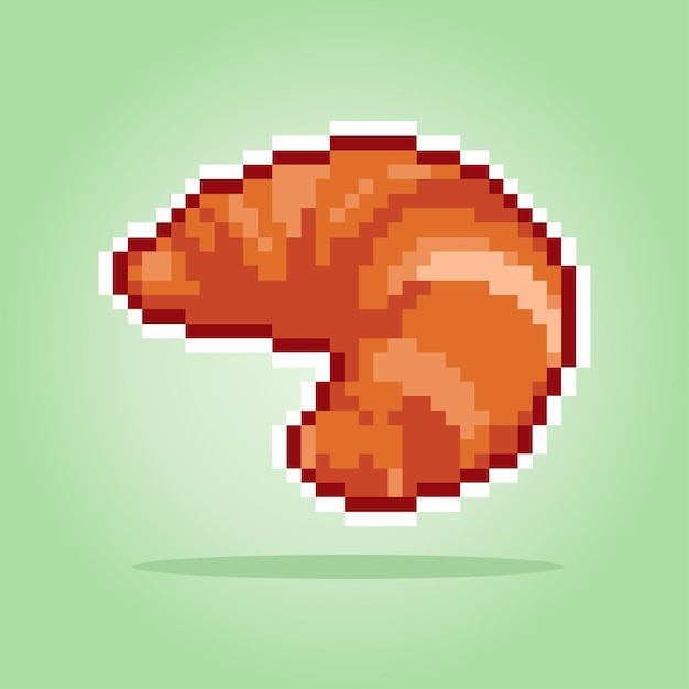 8bit bread pixel food icon for game assets in vector illustrations