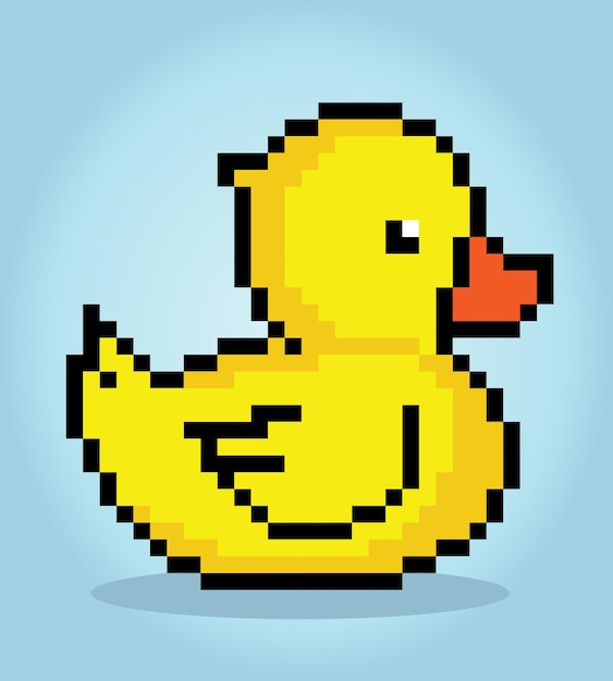 8bit duck pixels Animal game assets in vector illustrations