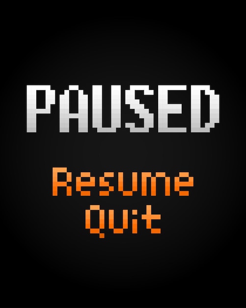 8bit pixel text game pause menu Background icon for game assets in vector illustrations