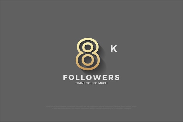 8k followers with brown number on gray 