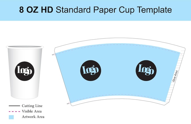 8oz HD Single wall paper cup template