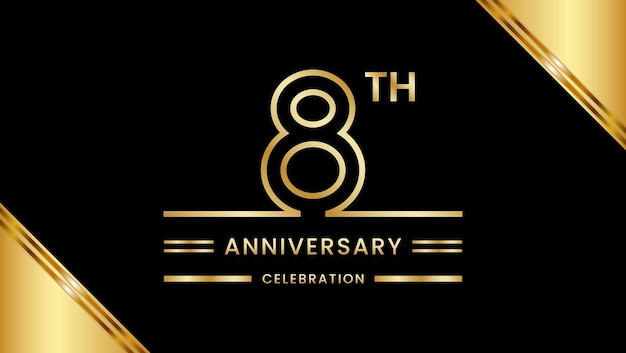 8th Anniversary Celebration with golden text Golden anniversary vector template