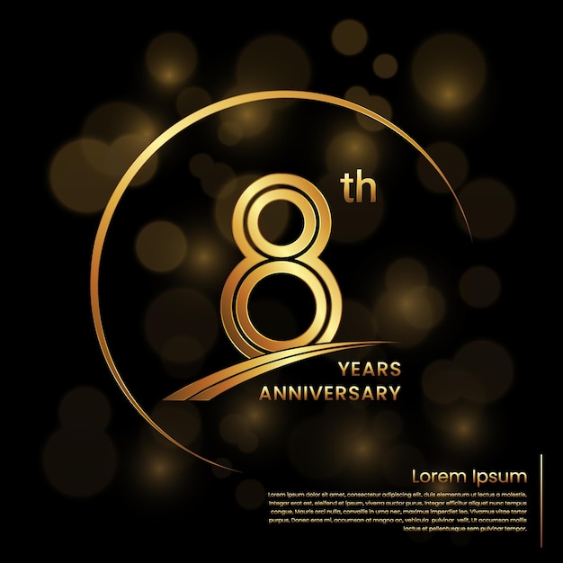 8th Anniversary logo design with double line numbers Golden anniversary template Vector Logo Template