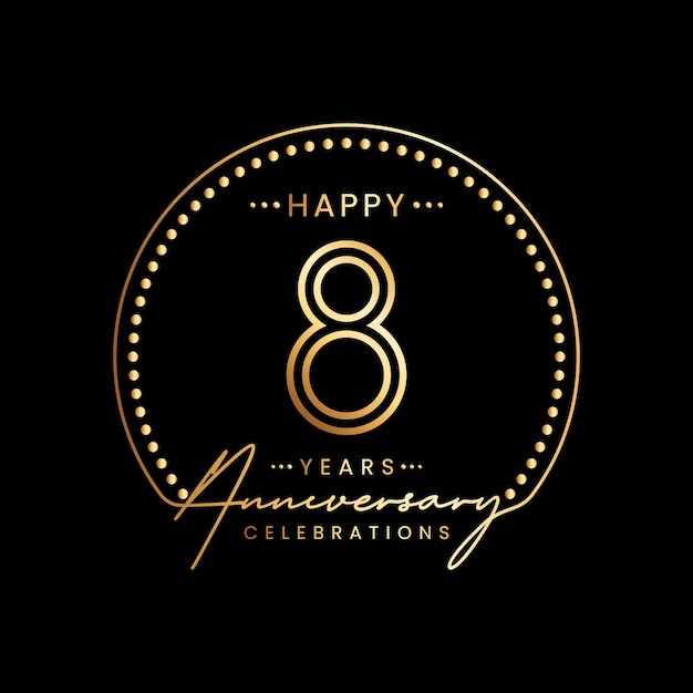 Vector 8th anniversary logo with a simple and luxurious style and a handwritten text concept