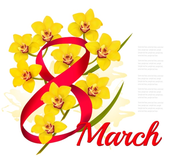 8th March illustration Holiday yellow flowers background Vector