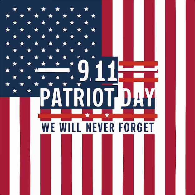 Vector 9 11 patriot day we will never forget illustration simple desing