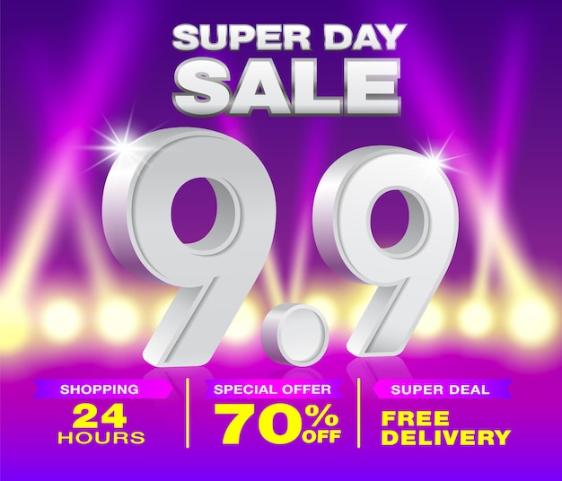 9.9 Special day sale template, 70 off sale, big promotion to support the nine-month online sale.