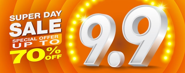 9.9 Super day sale Banner design Big promotion to support the nine month sale of products online.