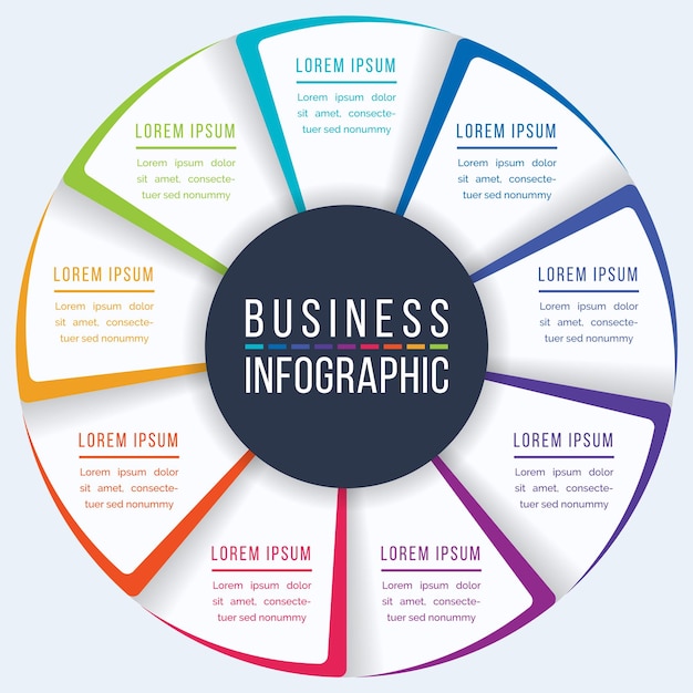 Vector 9 steps circle infographic design 9 steps objects elements or options infographic business design