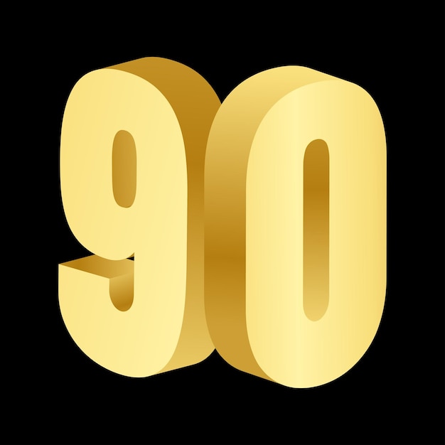 90 3D GOLDEN TEXT VECTOR ILLUSTRATION