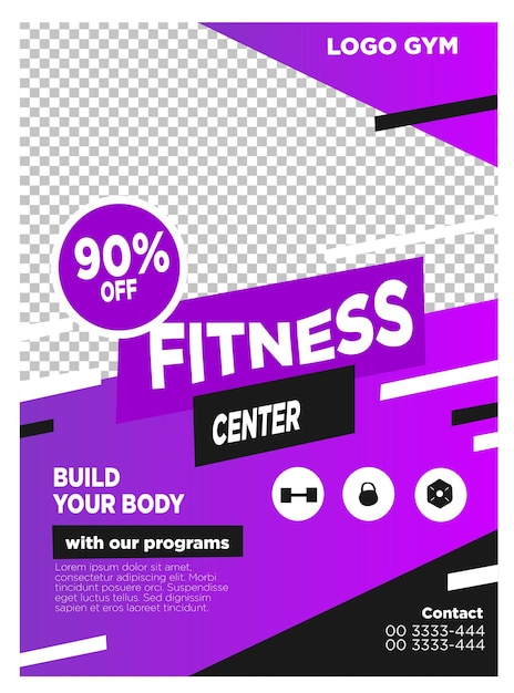 90 percent discount on gym membership promotion announcement flyer