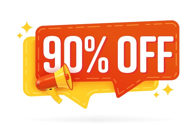 90 percent off sale label for shop store promotion