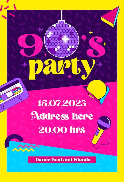 90's party invitation