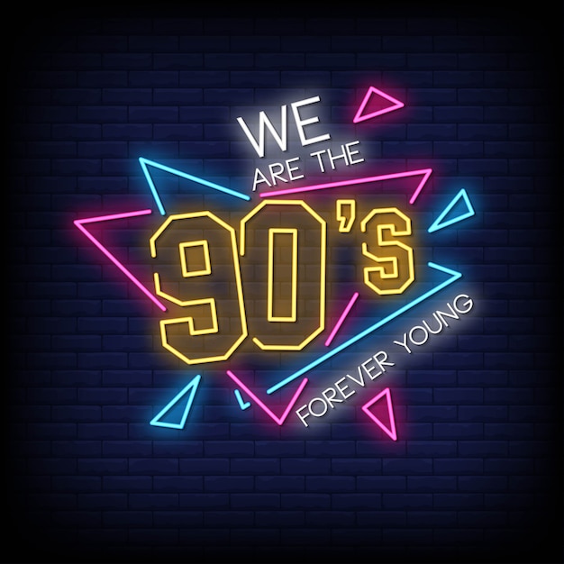 Vector 90's party neon signs style