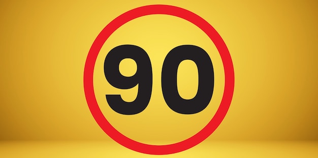 90 sign - 90 symbol - Traffic sign symbol - Speed Symbol on transparent background.