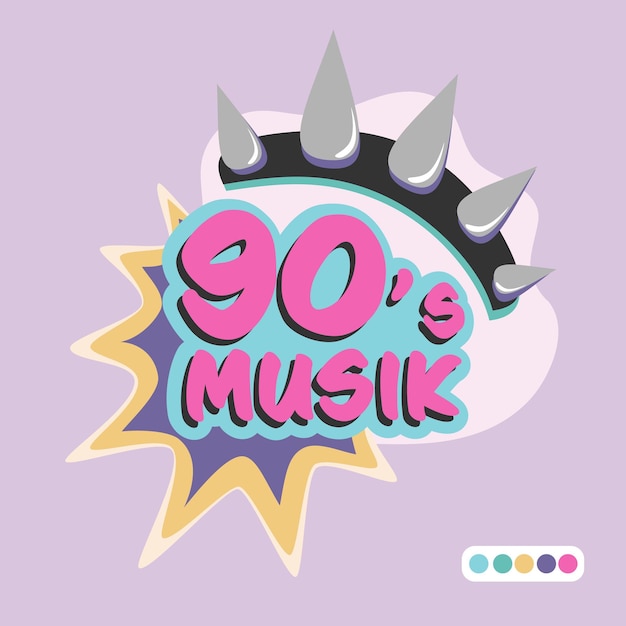 90 style pop art sticker 90 style music label in flat design Bright street art graffiti