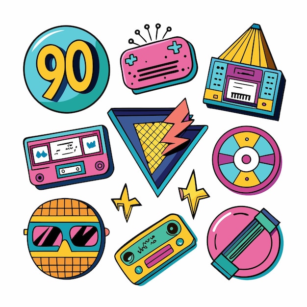 Vector 9039s pop culture icons retro style illustration