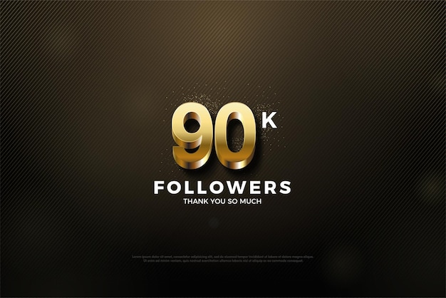 90k followers with gold 3d numbers