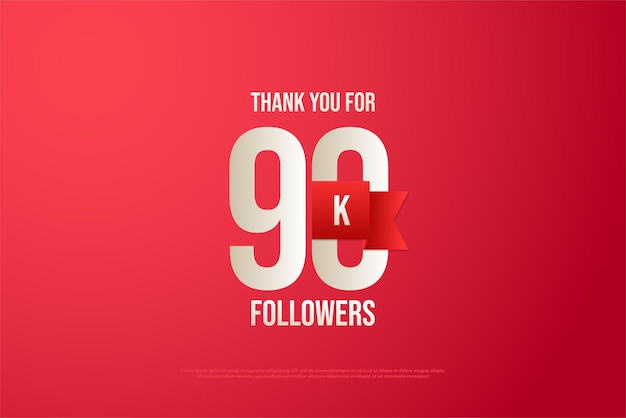 90k followers with white numbers and red ribbon decoration