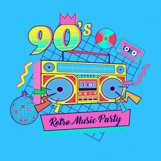 90s 80s memphis nostalgic colorful retro_Music party