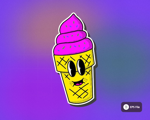 90s Stickers ice cone Illustration